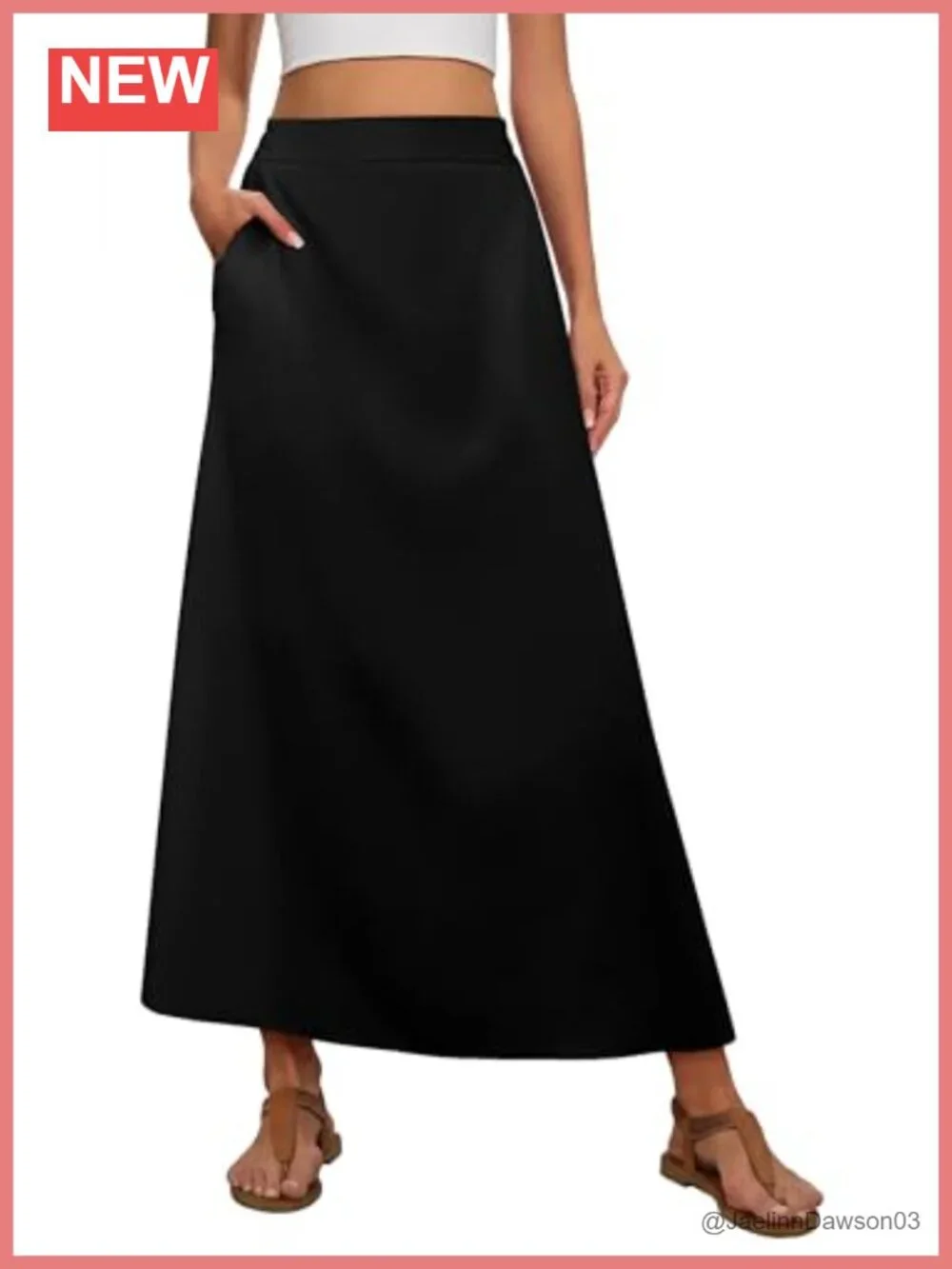 Women's Maxi Skirt with Pockets A-Line High Rise Boho Flowy